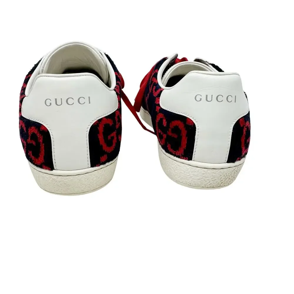 Gucci Ace GG Fabric Sneakers Navy Red Monogram Web Stripe Low Top Women’s 39 - Picture 5 of 11